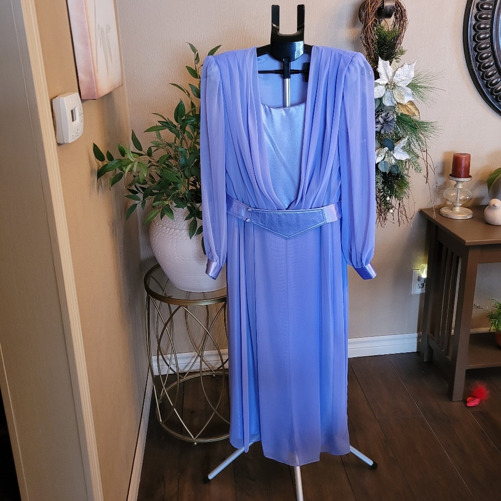 Elegant Vintage Sea Gull Periwinkle Blue Women's Dress
